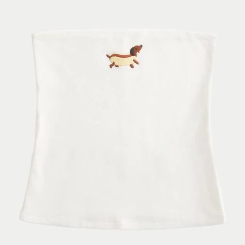 Hollister Tube Top with Dachshund Embroidery